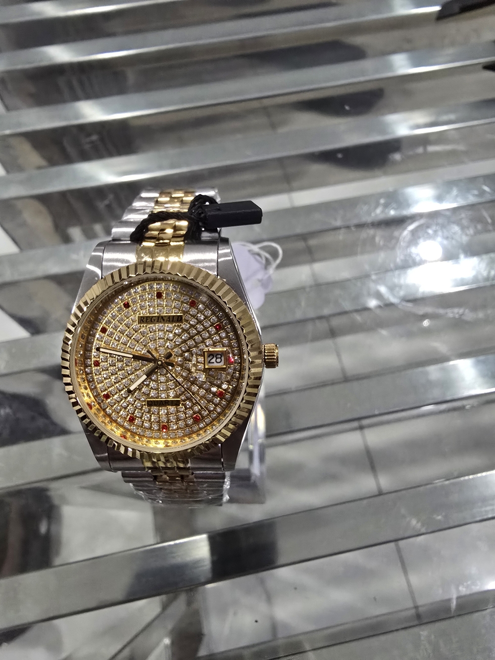 Gold & Silver Men's Dress Watch with Crystal Dial